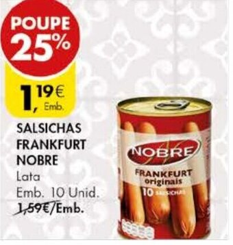Pingo Doce Salsichas Frankfurt Nobre 10 Unid promoção
