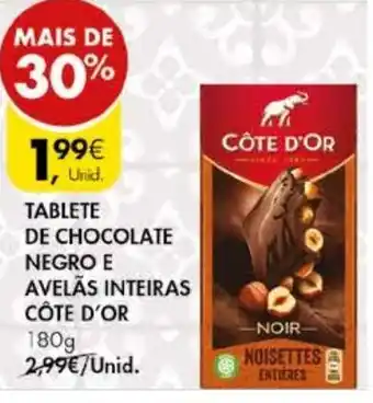 Pingo Doce Tablete de Chocolate Negro e Avelã Inteiras Côte D'Or 180g promoção