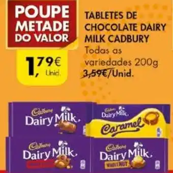 Pingo Doce Tabletes de Chocolate Dairy Milk Cadbury 200g promoção
