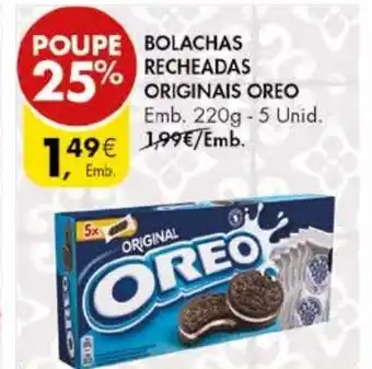 Pingo Doce Bolachas Recheadas Originais Oreo 220g - 5 Unid promoção