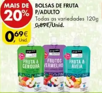 Pingo Doce Bolsas de Frutas P/Adulto 120g promoção