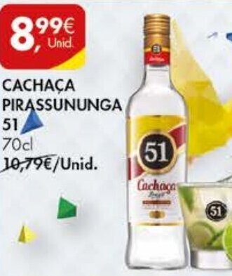 Pingo Doce Cachaça Pirassununga 51 70cl promoção
