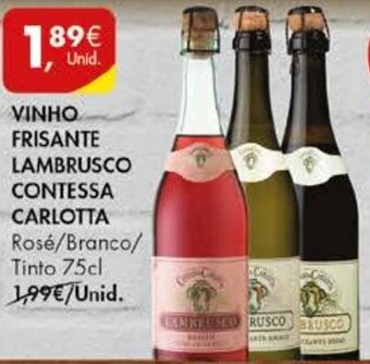 Pingo Doce Vinho Frisante Lambrusco Contessa Carlotta 75cl promoção