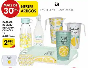Pingo Doce Garrafa de Vidro Decorada C/Limões 1lt promoção