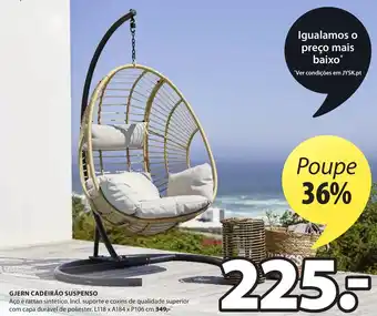 JYSK Gjern Cadeirão Suspenso 118 x 184 x 106cm promoção