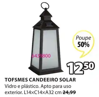 JYSK Tofsmes Candeeiro Solar 14 x 14 x 32cm promoção