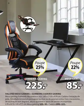 JYSK Halsted Mesa Gaming +Gamborg Cadeira Gaming promoção