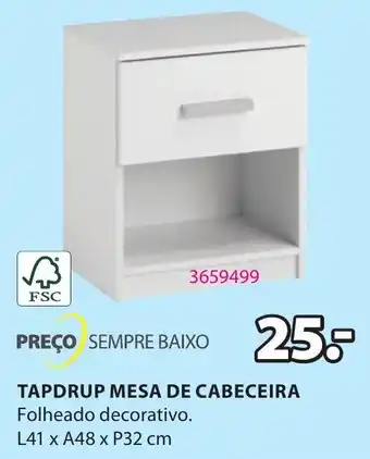 Tapdrup Mesa de Cabeceira 41 x 48 x 32cm