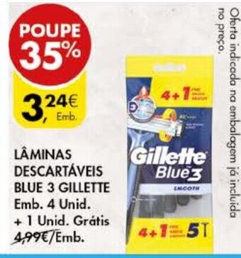 Pingo Doce Lâminas Descartáveis Blue 3 Gillette 4 Unid promoção