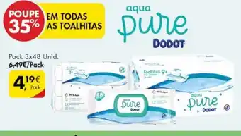 Pingo Doce Aqua Pure Dodot Pack 3x48 Unid promoção