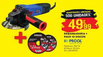 Bricomarché Rebarbadora + Pack 10 Diccos Pecol 750W 115mm promoção