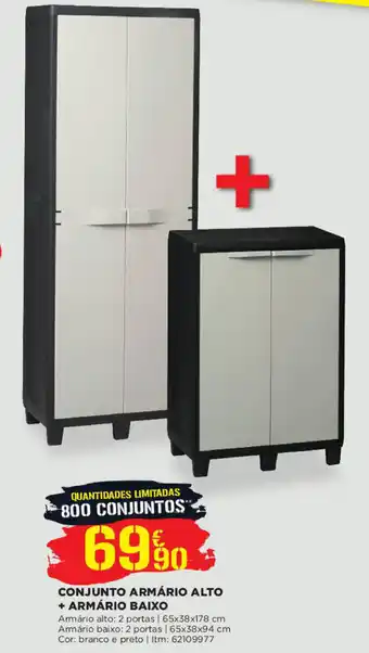 Bricomarché Conjunto Armário Alto +Amário Baixo 56x38x178cm/ 65x38x94cm promoção