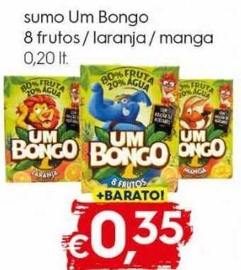 Bolama Sumo UM Bongo 8 Frutos/ Laranja/ Manga 0,20lt promoção