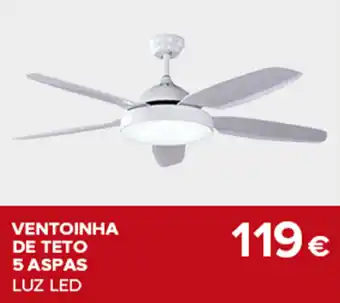 Brico Depôt Ventoinha de Teto 5 Aspas Luz LED promoção