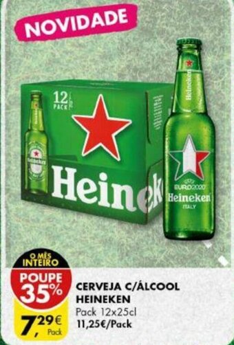 Pingo Doce Cerveja C/ Álcool Heineken Pack 12x25cl promoção