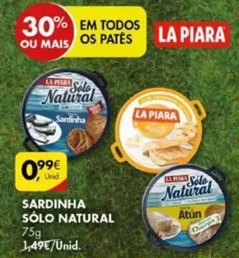 Pingo Doce Sardinha Sólo Natural 75g promoção