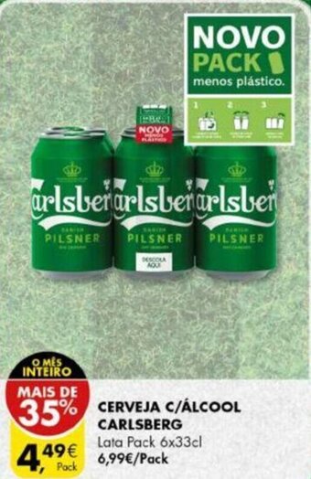 Pingo Doce Cerveja C/ Álcool Carlsberg Pack 6x 33cl promoção