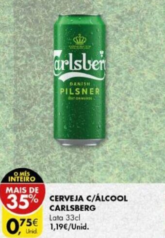 Pingo Doce Cerveja C/ Álcool Carlsberg Lata 33cl promoção