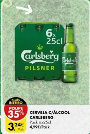 Pingo Doce Cerveja C/ Álcool Carlsberg Pack 6x 25cl promoção