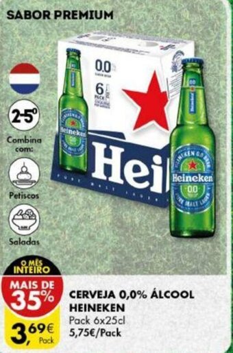 Pingo Doce Cerveja C/ Álcool Heineken Pack 6x25cl promoção