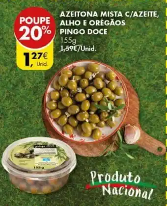 Pingo Doce Azeitona Mista C/Azeite Alho e Orégãos Pingo Doce 155g promoção