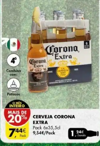 Pingo Doce Cerveja Corona Extra Pack 6x35,5cl promoção