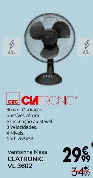 Conforama Ventilador de mesa clatronic promoção