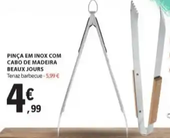 E.Leclerc Pinça em Inox com Cabo de Madeira Beaux Jours promoção