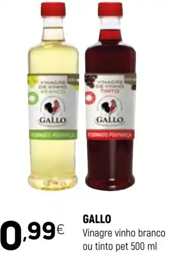 Coviran Gallo Vinagre Vinho Branco ou Tinto Pet 500ml promoção