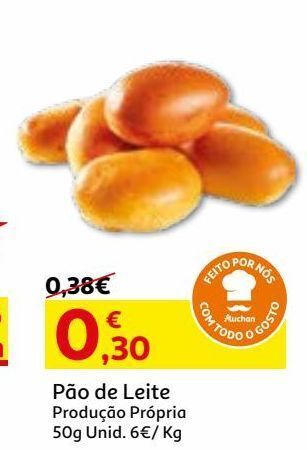Auchan Pão de leite 50g produção própria promoção