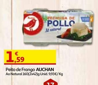 Auchan Peito de frango auchan ao natural 160(2x42)g promoção