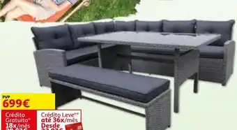 Auchan Conj. refeição garden star c/ sofá cinza esc. banco e mesa c/ 145x80x70cm promoção