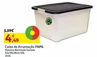 Auchan Caixa arrumação sortida fapil plástico reciclado 52x39x28 40l promoção