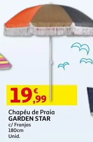 Auchan Chapéu de praia garden star cinza c/franjas 180cm promoção