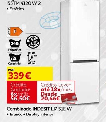 Auchan Combinado indesit:branco lowfrost li7 s1e w promoção