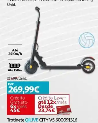 Auchan Trotinete 8' city v5 qilive:preto promoção