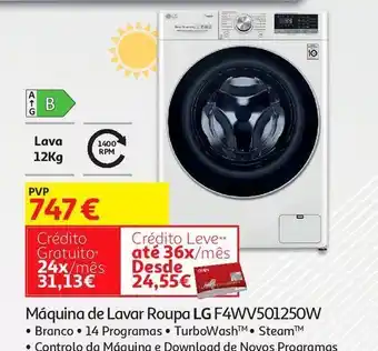 Auchan Maquina lavar roupa lg:branco f4wv5012s0w promoção
