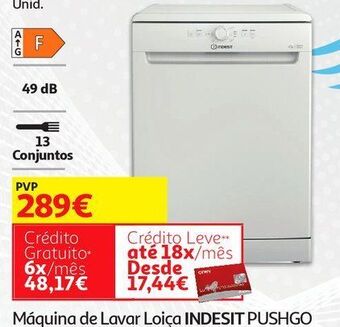 Auchan Maquina lavar loiça indesit:branco pushgo dfe 1b19 13 promoção