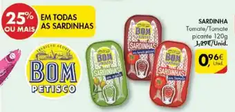 Pingo Doce Sardinha Tomate/Tomate Picante Bom Petisco 120g promoção