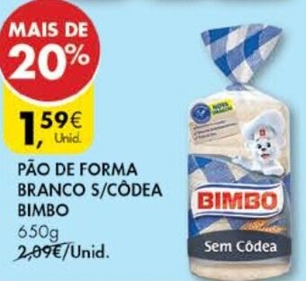 Pingo Doce Pão de Forma Branco s/Côdea Bimbo 650g promoção