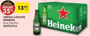 Pingo Doce Cerveja c/Álcool Heineken 24x25cl promoção