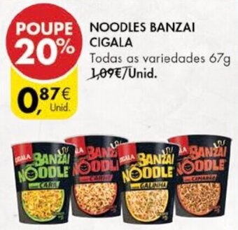 Pingo Doce Noodles Banzai Cigala 67g promoção