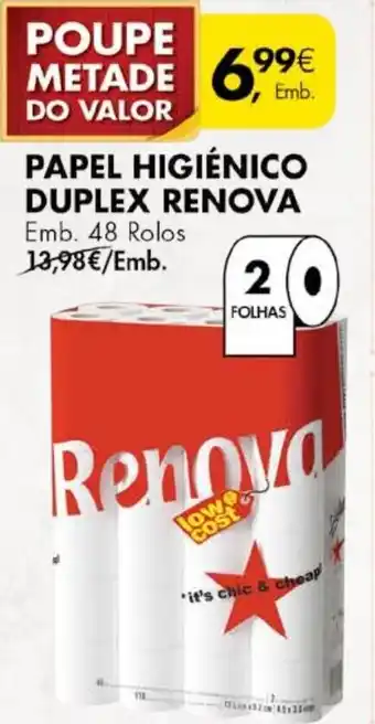 Pingo Doce Papel Higiénico Duplex Renova 48 rolos promoção
