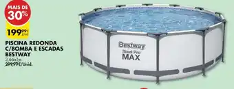 Pingo Doce Piscina Redonda c/Bomba e Escadas Bestway 3,66x1m promoção