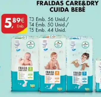 Pingo Doce Fraldas Care & Dry Cuida Bebé T3 56 unid., T4 50 unid., T5 44 unid. promoção