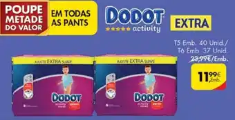 Pingo Doce Fraldas Dodot Activity Extra Pants T5 40 unid., T6 37 unid. promoção
