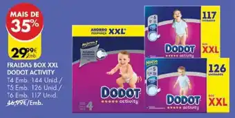 Pingo Doce Fraldas Dodot Activity Box XXL T4 144 unid., T5 126 unid., T6 117 unid. promoção
