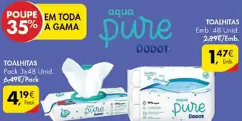 Pingo Doce Toalhitas Aqua Pure Dodot 48 unid. promoção