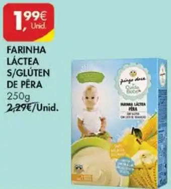 Pingo Doce Farinha Láctea s/Glúten de Pêra Cuida Bebé 250g promoção