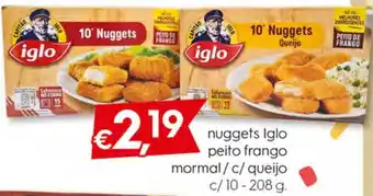 Bolama Nuggets Iglo Peito Frango Mornal/c/Queijo c/10-208g promoção